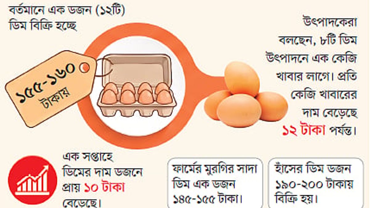 একটি ডিম প্রায় ১৫ টাকা, হালি ৫৫ টাকা