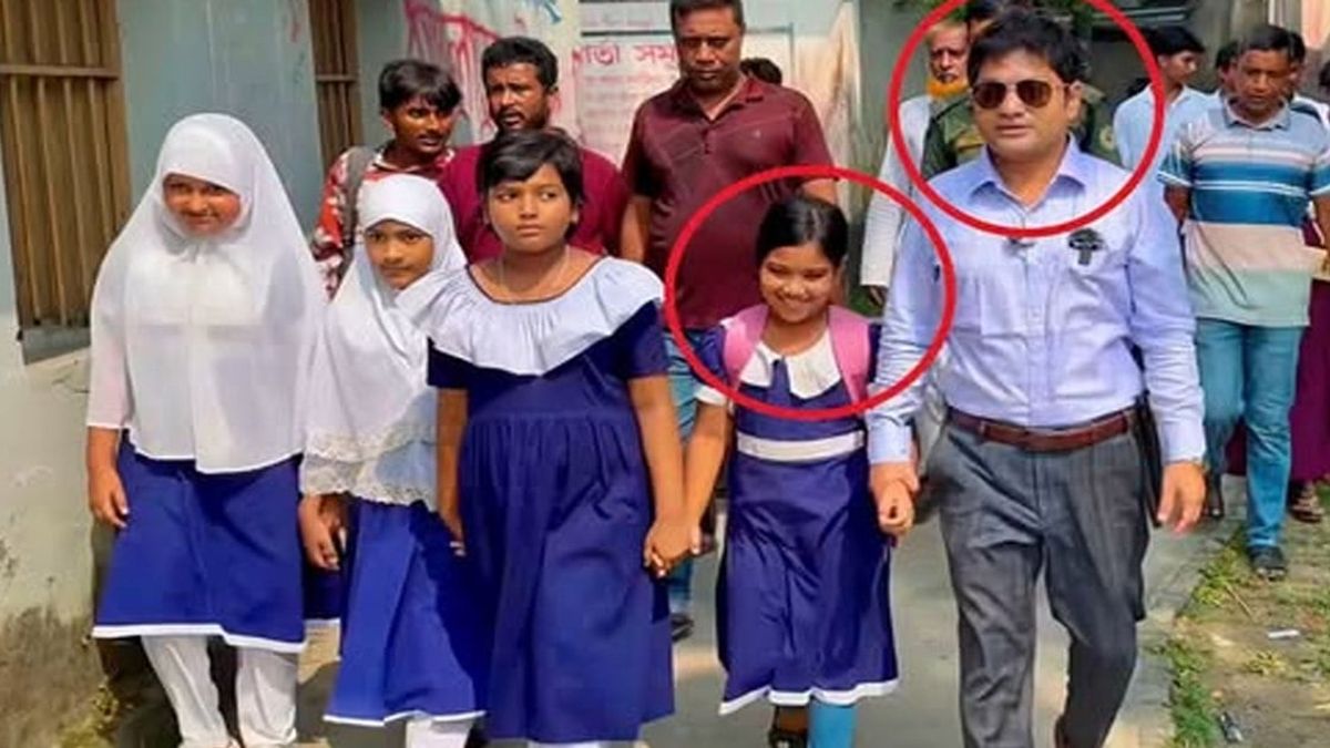 বাবার মুখে রুটি তুলে দেওয়া সেই শিশুর হাত ধরে স্কুলে নিয়ে প্রশংসায় ভাসছেন ইউএনও